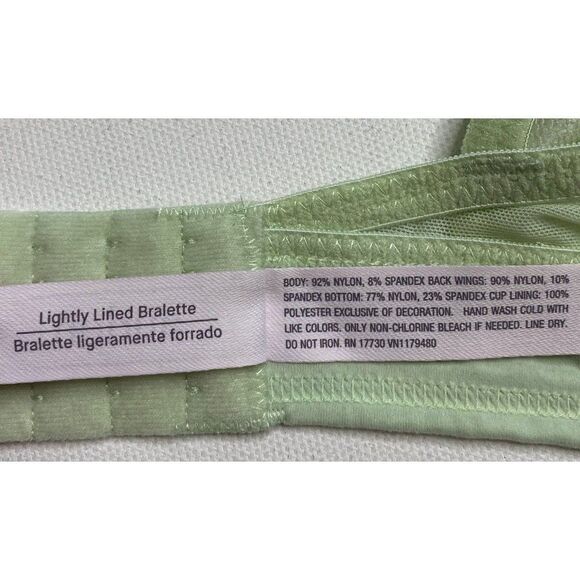 Auden Bralette Womens MEDIUM Light Green Lace Light-Padding Adjustable LIned NEW - Picture 7 of 10